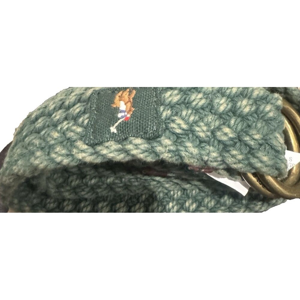 Polo Ralph Lauren Men's Leather-Trim Braided Belt D Ring Belt Green - Medium
